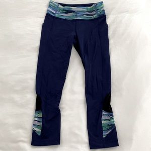 Women’s Lululemon Fast and Free Legging Navy Print, Size 4